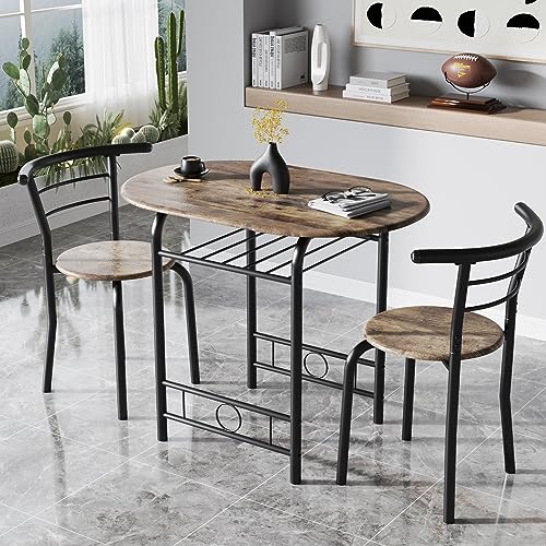 CAKE WEIGHT 3-Piece Wooden Round Table & Chair Set for Kitchen and Dining Room