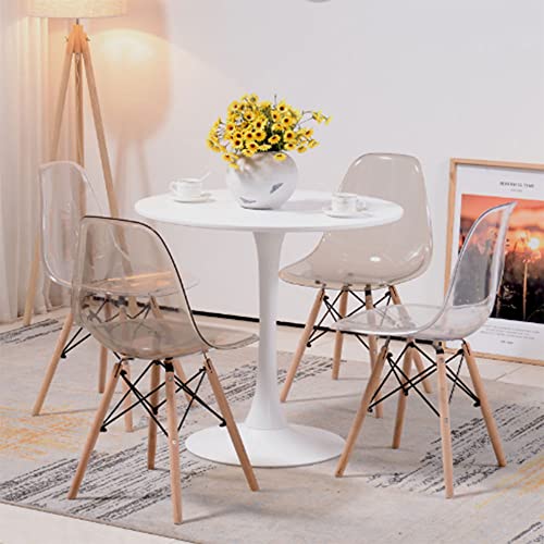 White Round Dining Table with Tulip Pedestal Base - Mid Century Design for 2-4 People