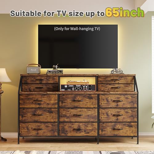 EnHomee 55 Wide Dresser with 13 Large Drawers - Ideal for Bedroom Organization