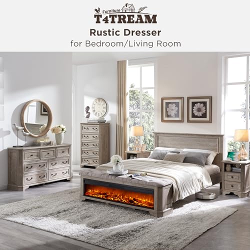 Rustic Wood 54" Wide Dresser with Natural Texture for Bedroom