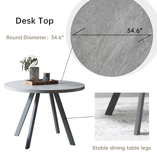 Modern Round Dining Table - Compact 34.6 Inch Coffee Table for Leisure and Space-Saving