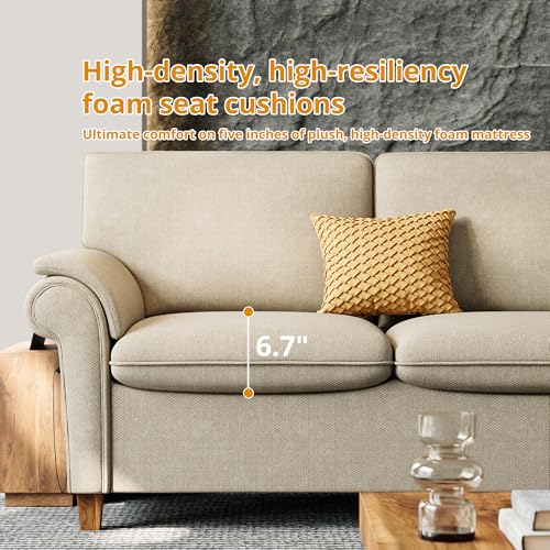 Modern 3-Seater Sofa with USB Port and Deep Seats for Living Room or Apartment