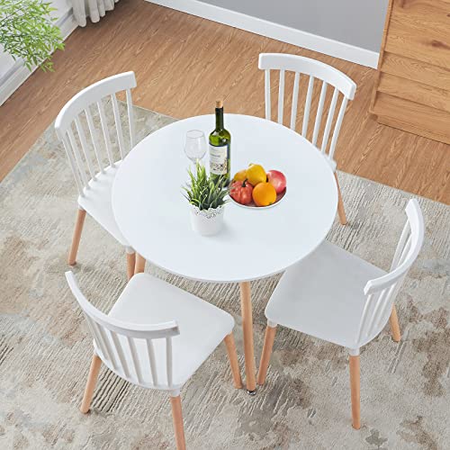 Elegant White Round Dining Table for 2-4 People