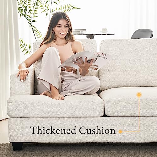 Modern Beige Chenille 3-Seater Sofa for Living Room Apartment