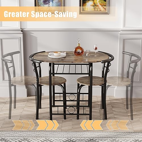 CAKE WEIGHT 3-Piece Wooden Round Table & Chair Set for Kitchen and Dining Room
