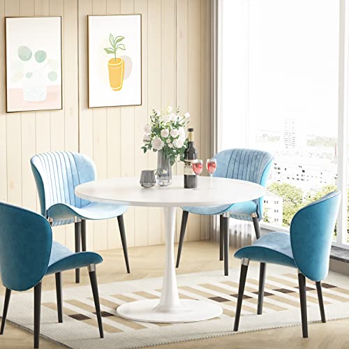 White Round Dining Table for 2-4 People, 31.5 - Mid-Century Style