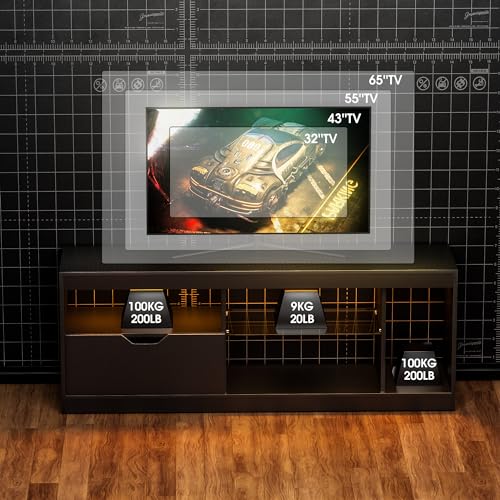 Gaming TV Stand for 65+ Inch TV with LED and RGB Modes