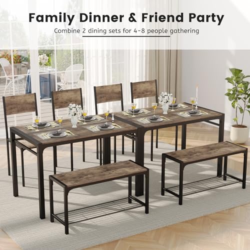 Dining Table Set for 4 with Bench & Chairs
(Audience: Consumers looking for a modern dining set for small spaces)