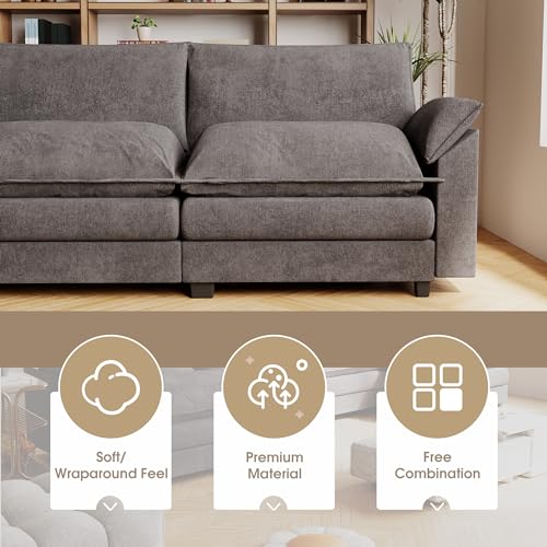 Modern Grey L-Shaped Sectional Sofa with Reversible Ottoman - Comfy and Space-saving for Living Room, Bedroom, or Apartment