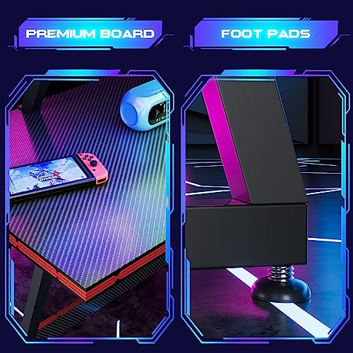 L Shaped Gaming Desk for Home Office - Black (Large)