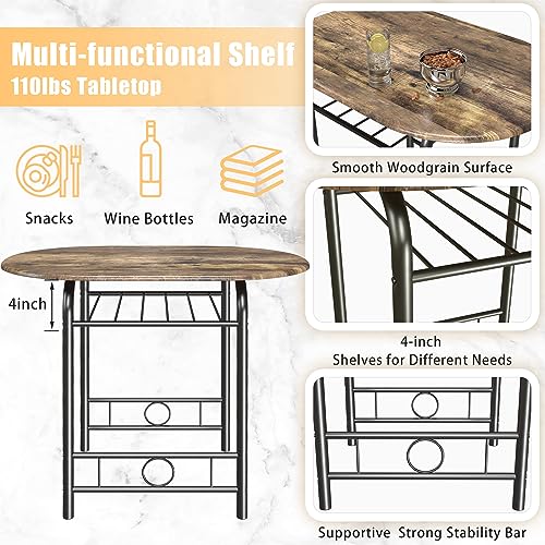 CAKE WEIGHT 3-Piece Wooden Round Table & Chair Set for Kitchen and Dining Room