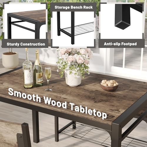 Dining Table Set for 4 with Bench & Chairs
(Audience: Consumers looking for a modern dining set for small spaces)