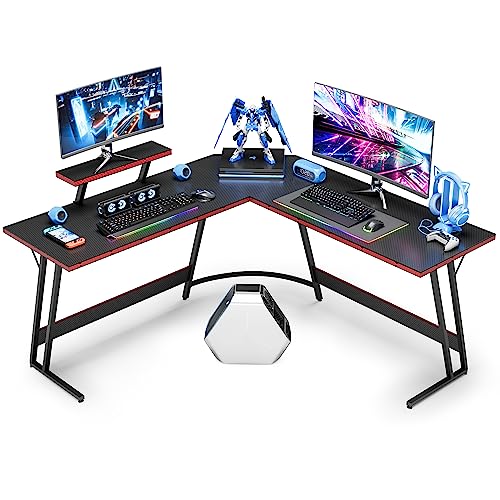 L Shaped Gaming Desk for Home Office - Black (Large)