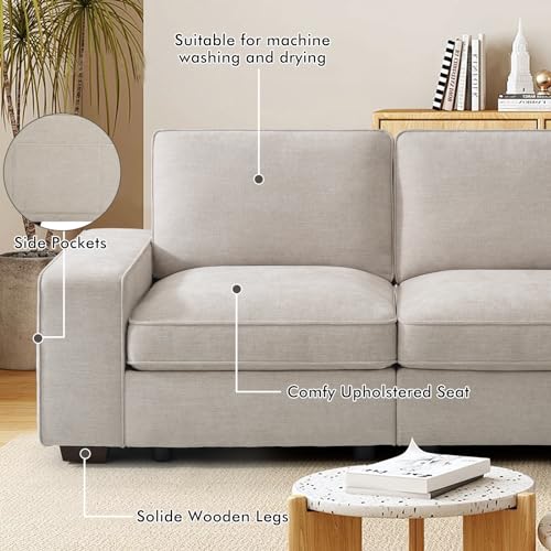 TEKAMON 100 Modular Sofa with Seats Storage & USB in Chenille Fabric - Ideal for Living Room or Office