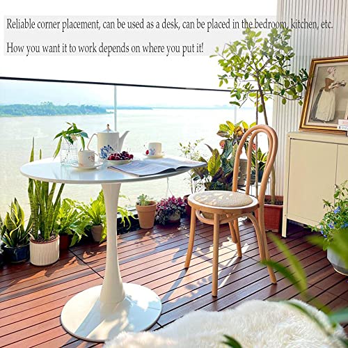White Round Dining Table with Tulip Pedestal Base - Mid Century Design for 2-4 People