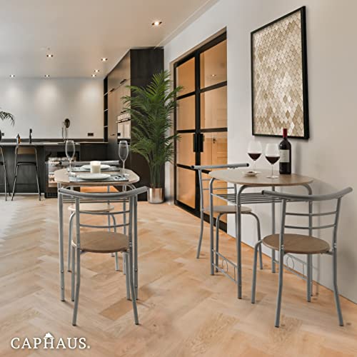 2-Person Dining Set: Steel Frame, Wine Rack, Natural Oak