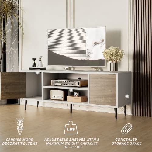 Modern Oak TV Stand for 65 Inch TV with Storage - Ideal for Living Room, Bedroom, and Office