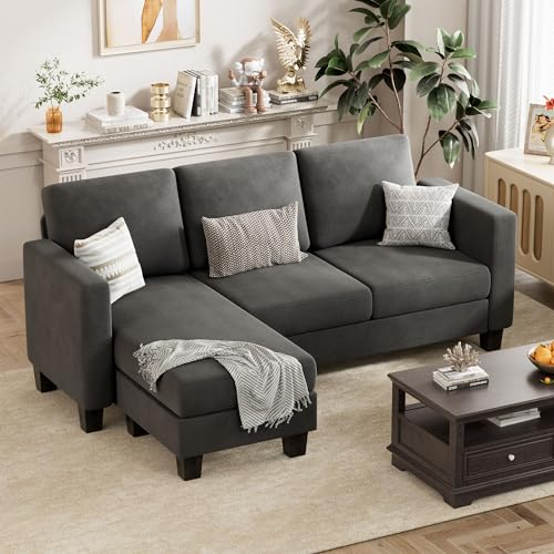 VICTONE Convertible Sectional Sofa Couch for Small Apartments, Living Room and Office (Dark Gray)
