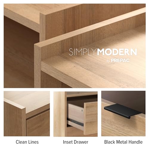 Peppec Oak Double Drawer Dresser, 52.5W x 29.5H x 16D