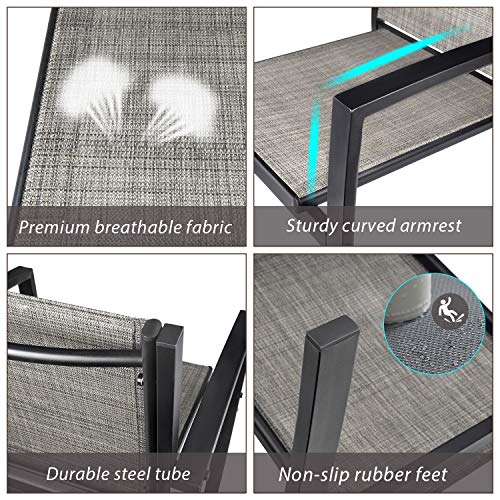 Modern 4-Piece Patio Furniture Set with Glass Coffee Table for Home, Porch, Lawn (Grey)