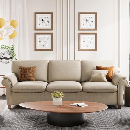Modern 3-Seater Sofa with USB Port and Deep Seats for Living Room or Apartment