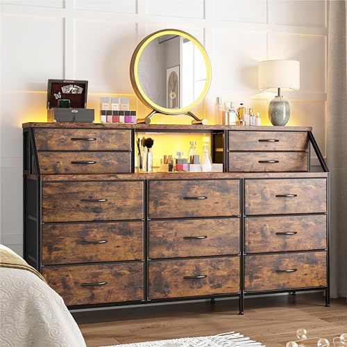 EnHomee 55 Wide Dresser with 13 Large Drawers - Ideal for Bedroom Organization