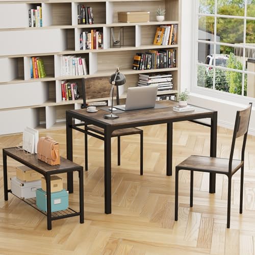 Dining Table Set for 4 with Bench & Chairs
(Audience: Consumers looking for a modern dining set for small spaces)