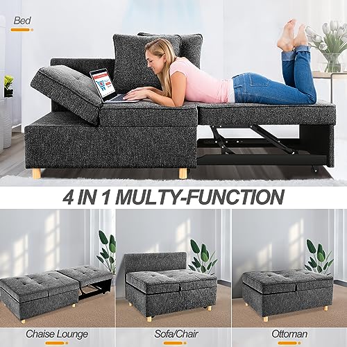 Convertible Sofa Bed for Small Spaces - Black