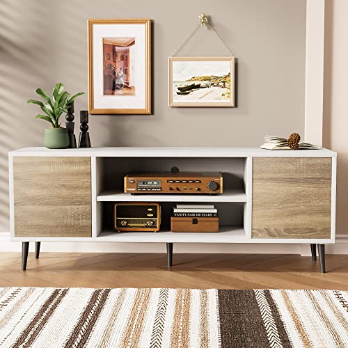 Modern Oak TV Stand for 65 Inch TV with Storage - Ideal for Living Room, Bedroom, and Office