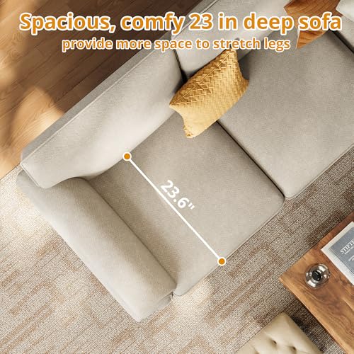 Modern 3-Seater Sofa with USB Port and Deep Seats for Living Room or Apartment