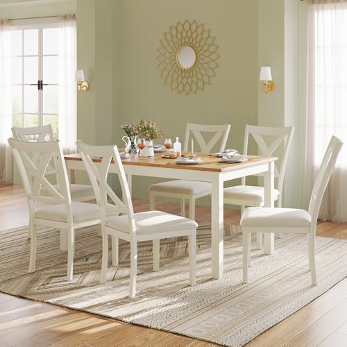 Farmhouse Dining Table Set for 6 with Rectangular Table & Chairs