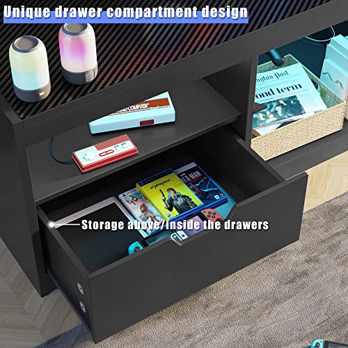 Gaming TV Stand for 65+ Inch TV with LED and RGB Modes