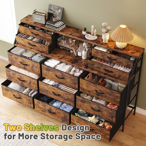EnHomee 55 Wide Dresser with 13 Large Drawers - Ideal for Bedroom Organization