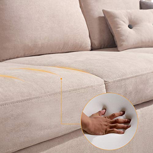 Dark Beige L-Shaped Sectional Sofa for Small Spaces
